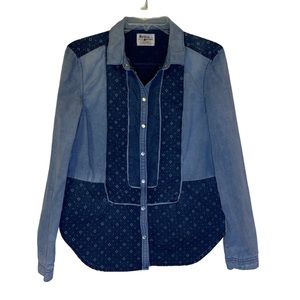 Two tone HOLDING HORSES Denim Pearl Snap